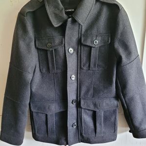 Express Men's XS wool dress coat grey